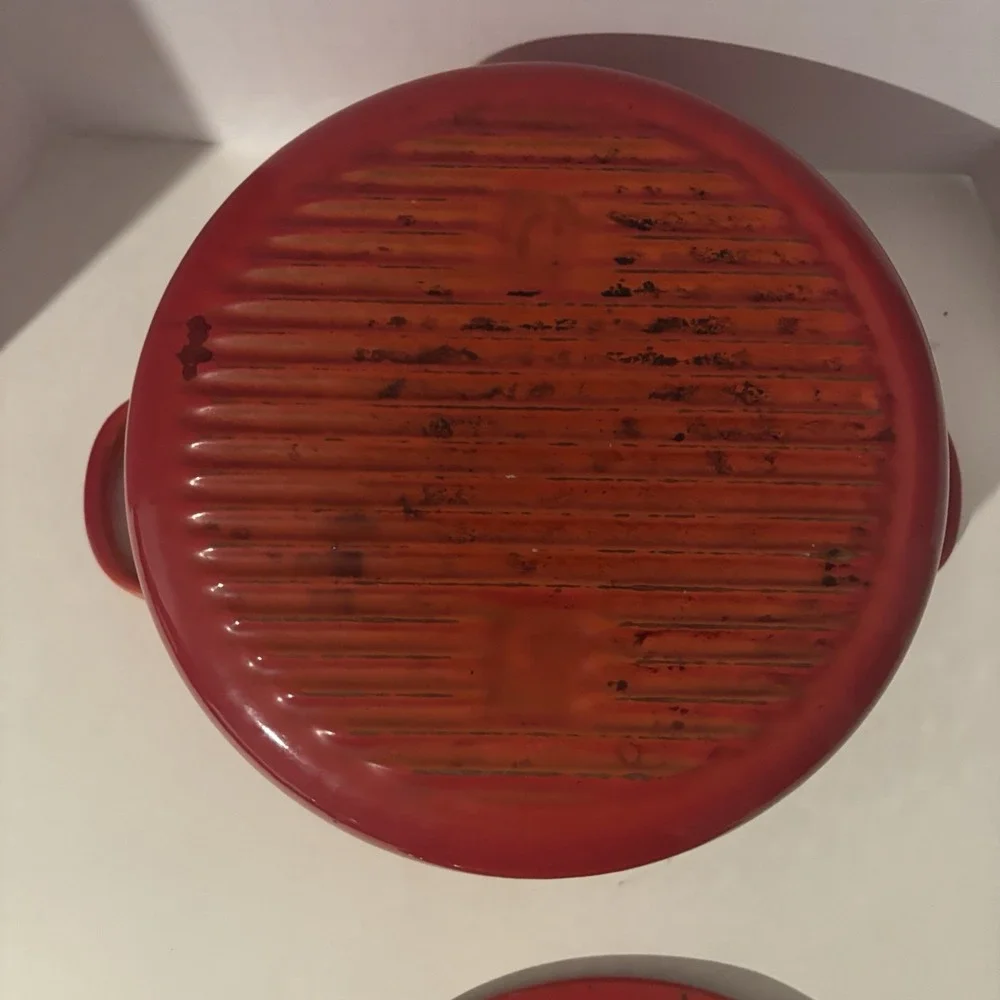 Vintage Cousances Le Creuset 8 Inch Dutch Oven Flame Orange